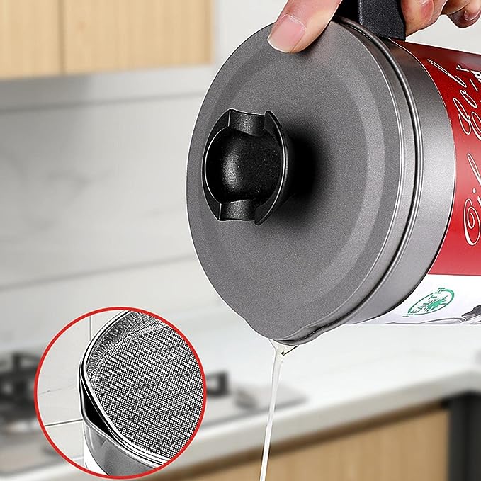 (1.4 L) - Oil Storage and Filtration Stainless Steel with Lid