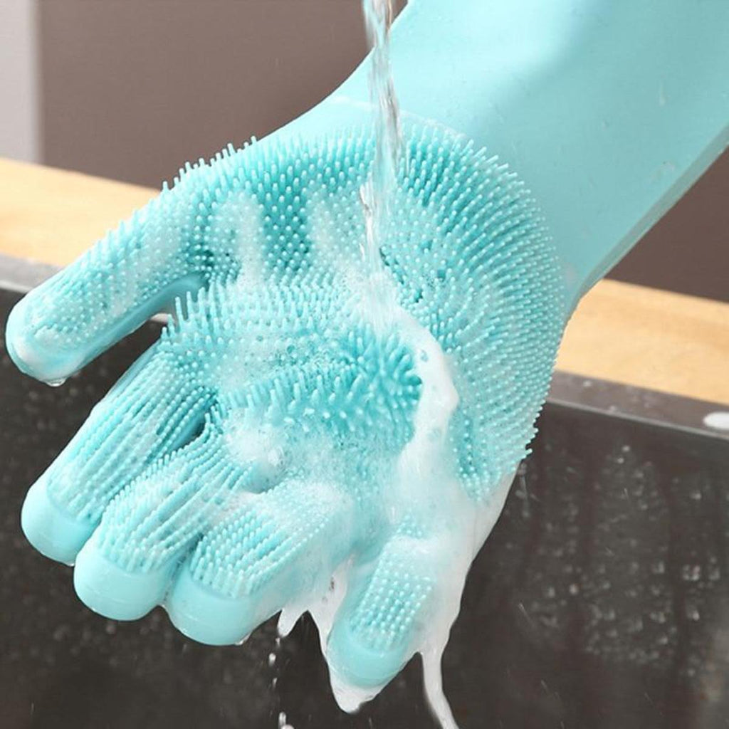 Magic Silicone Dish Washing Gloves | Reusable Heat-Resistant Rubber Cleaning Gloves.