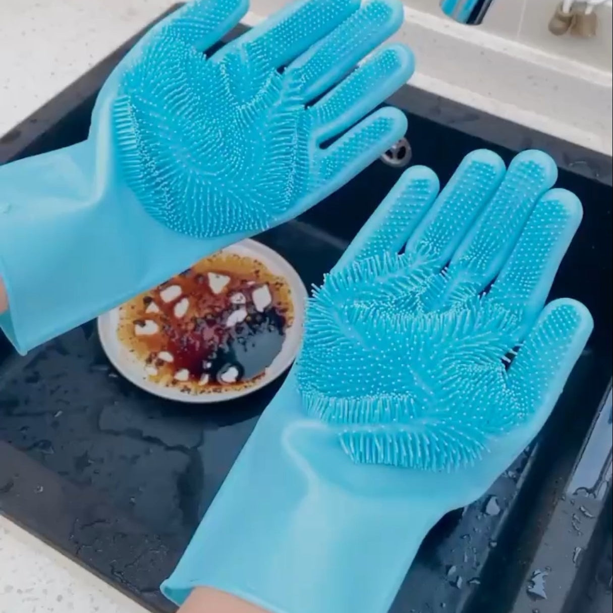 Magic Silicone Dish Washing Gloves | Reusable Heat-Resistant Rubber Cleaning Gloves.