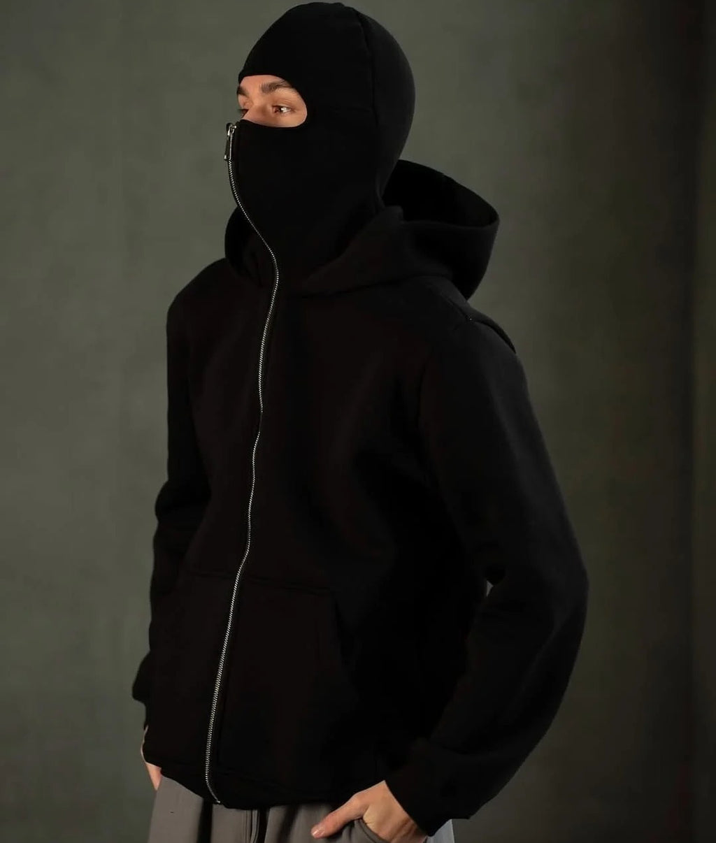 Balaclava Winter Zipper Hoodie Providing Warm Protection With Comfortable Fit.