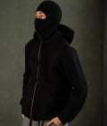 Balaclava Winter Zipper Hoodie Providing Warm Protection With Comfortable Fit.