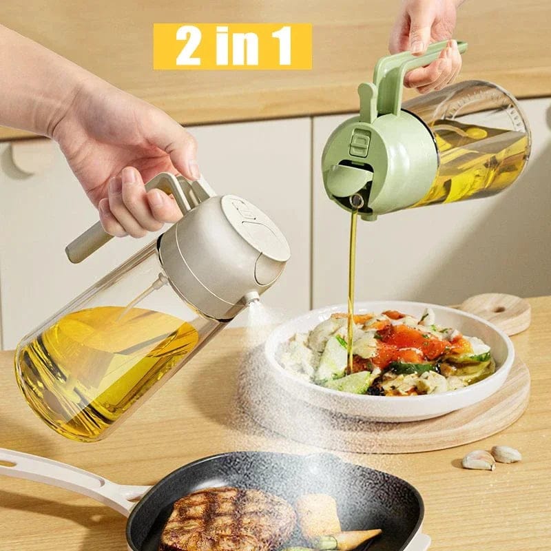 2 in 1 Oil Sprayer Bottle Kitchen Tool for Cooking Baking BBQ- 470ML