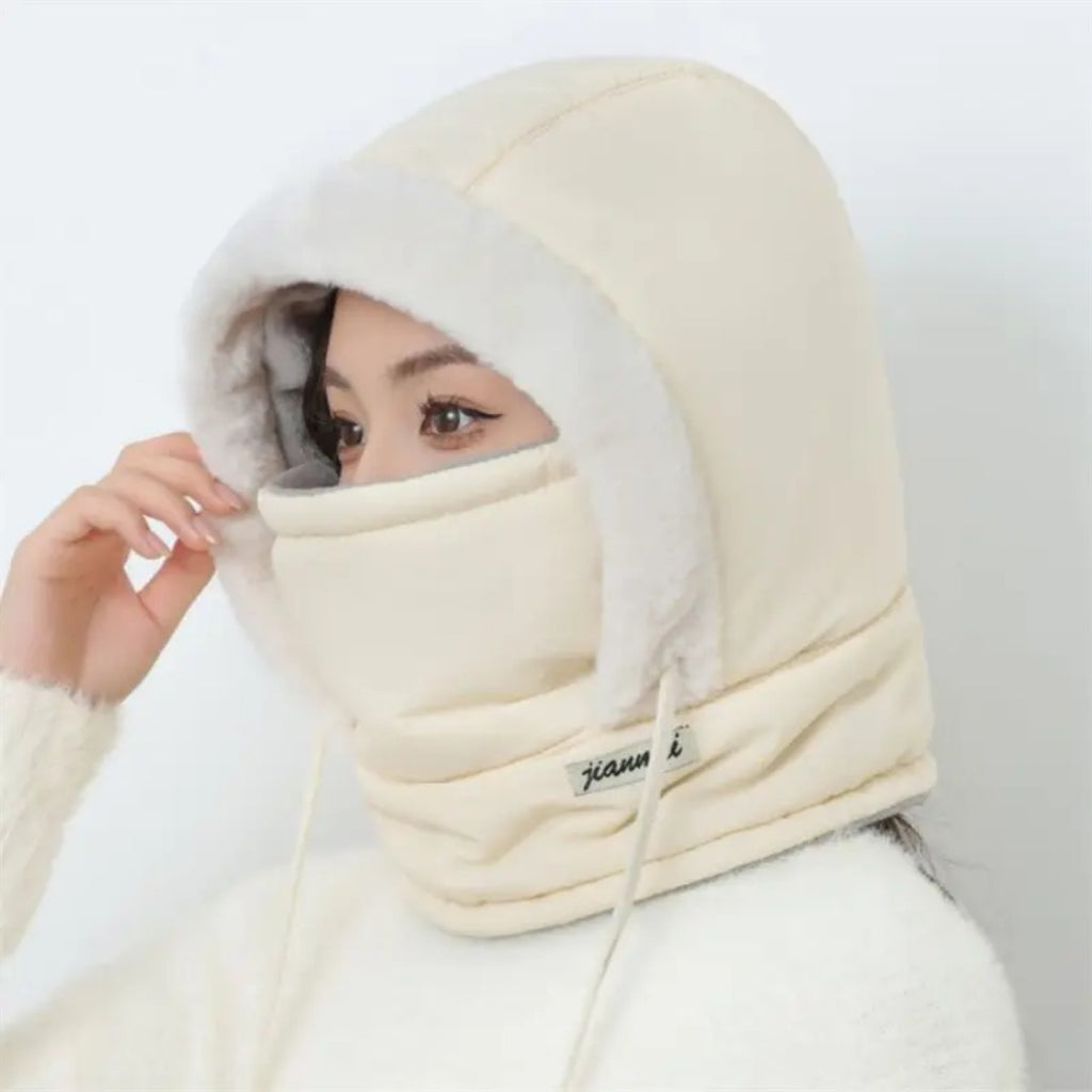 Hoodie Bonnet Cap Universal Winter Thermal Hood with Integrated Mask.