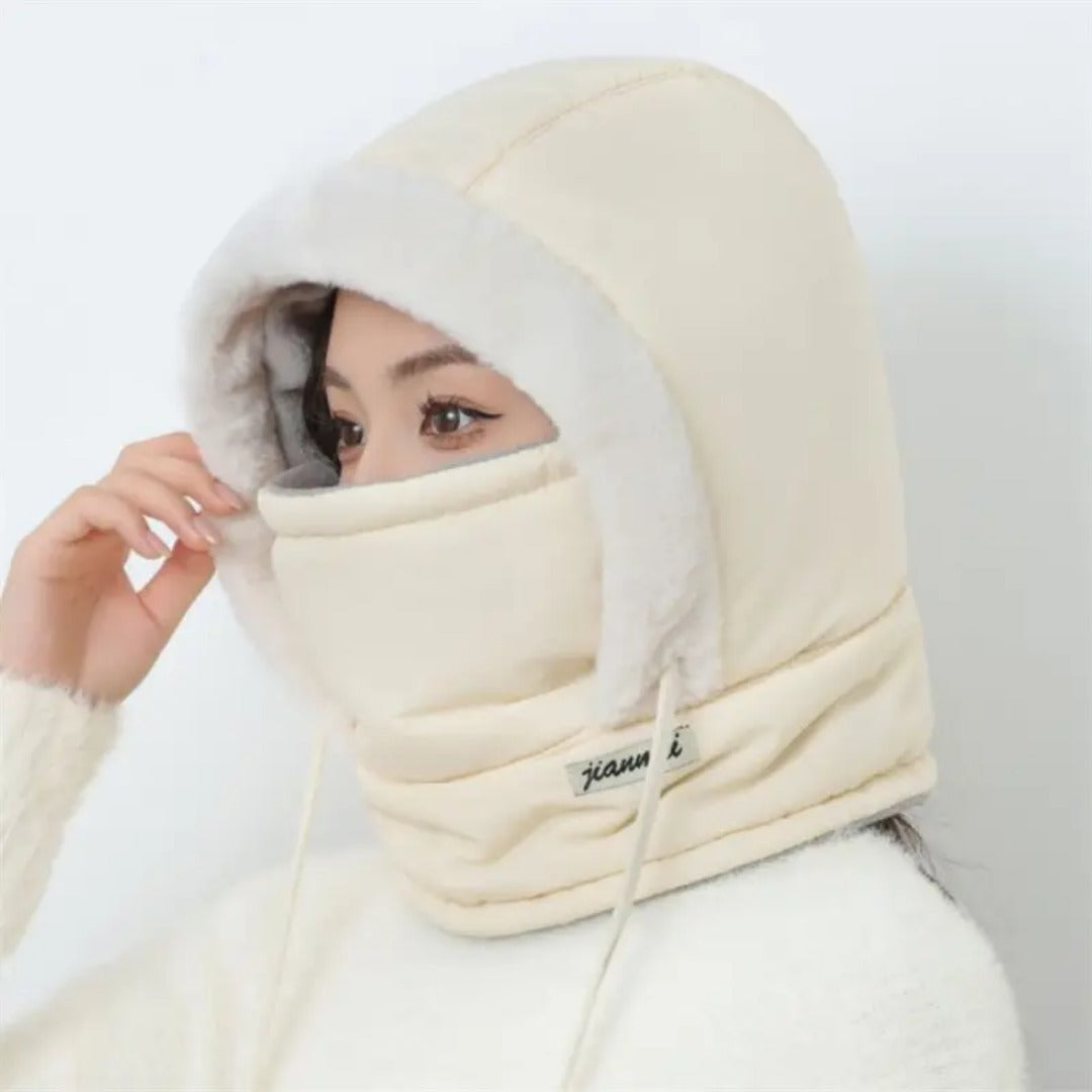 Hoodie Bonnet Cap Universal Winter Thermal Hood with Integrated Mask.